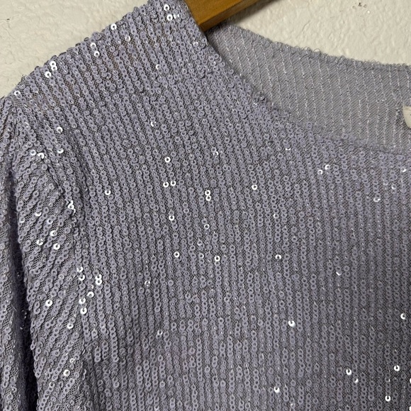 Free People Lavender Sequin Blouse Large - Picture 3 of 8